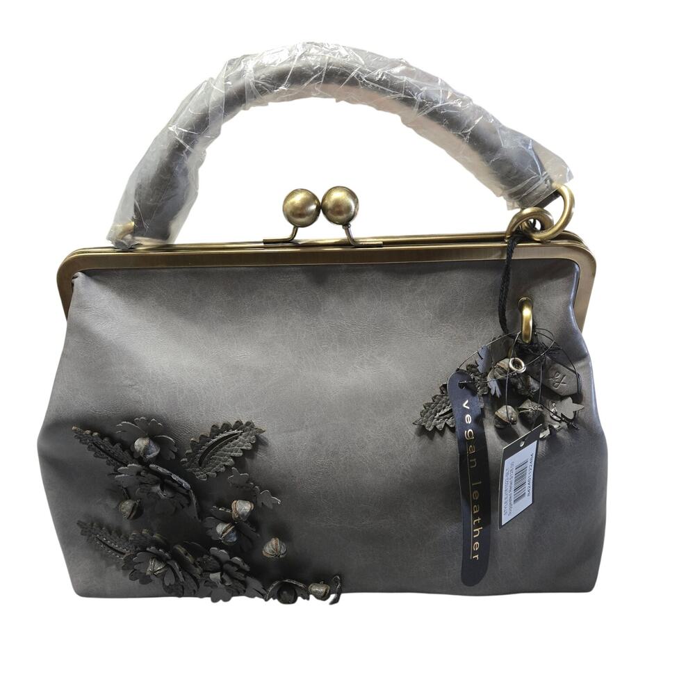 Elle Jae Gypset Handbag Gray Floral Vegan Leather